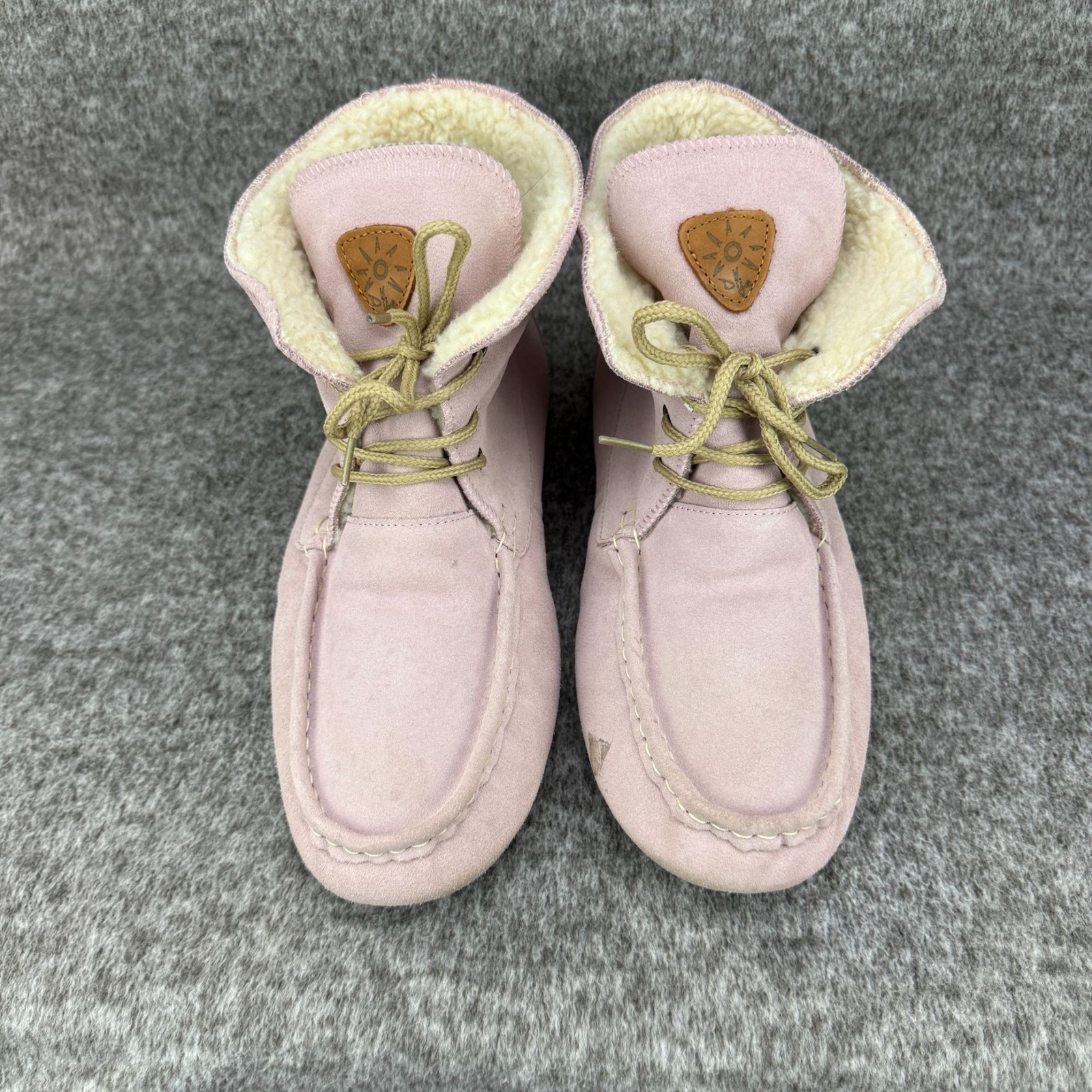 ✅Womens 11 Dije California Lace-Up Moccasin Faux Sherling Casual Comfort Slipper
