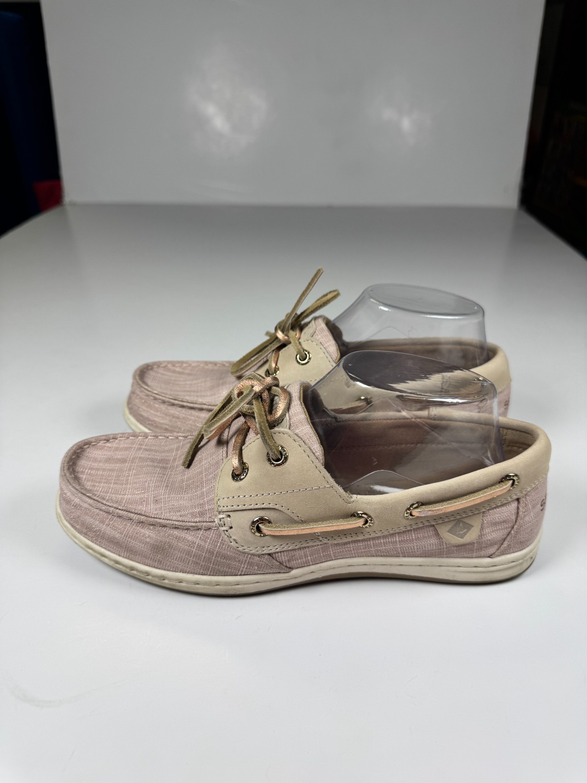 Sperry Koifish STS86519 Womens 7.5 Linen Pink Sparkle Moc Toe Lace Up Boat Shoes