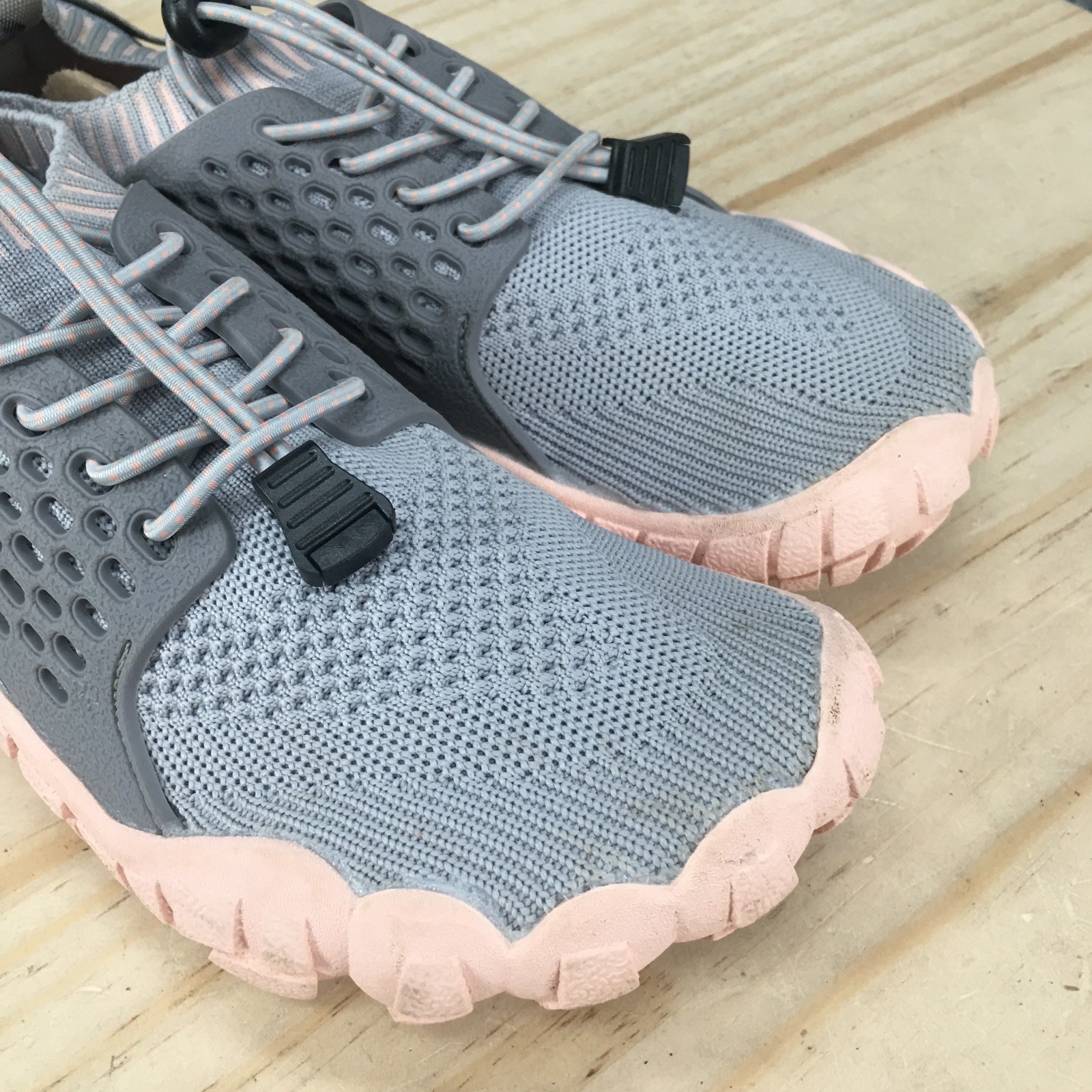Nortiv 8 Shoes Womens 6.5 Treklady 2 Sporty Adjustable Water Sneakers Gray Mesh