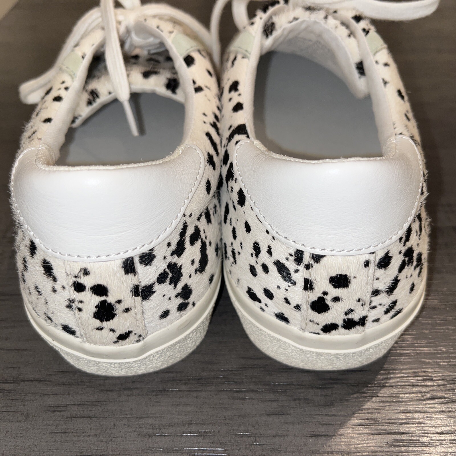 Madewell MWL Calf Hair Sneaker Size 10 White Black Dalmatian Spot Leather Casual