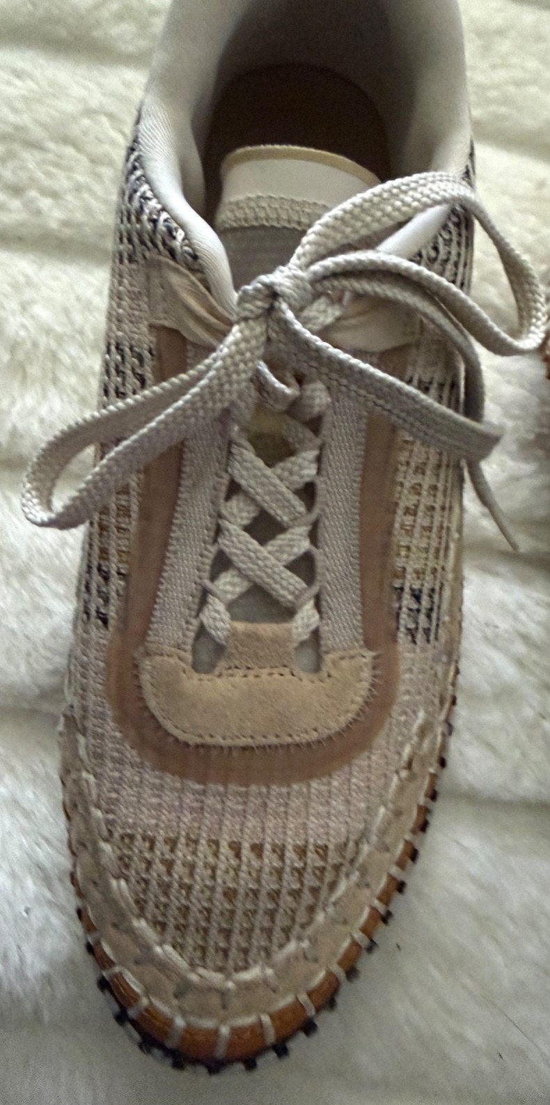 Chloé Nama Whipstitch Platform Sneakers SIZE 9 (39EU) Beige/Brown/ White/Black