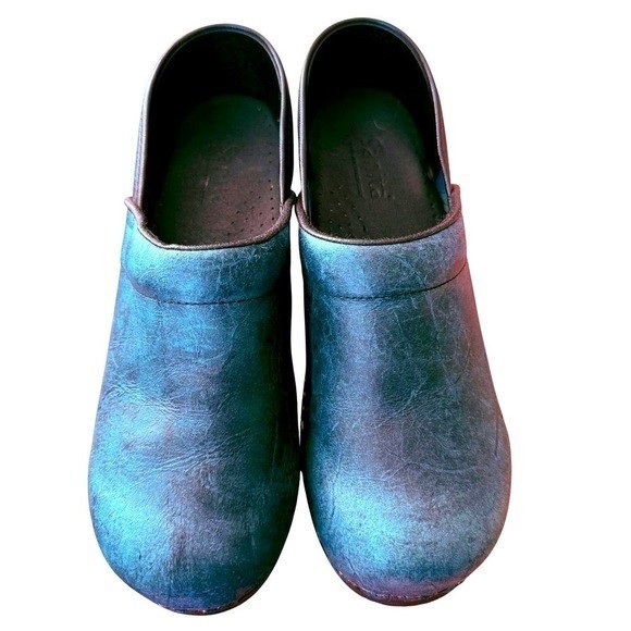 Sanita Blue Leather Clogs EU 39 US 7.5 8 Nurse Work Comfort Shoes