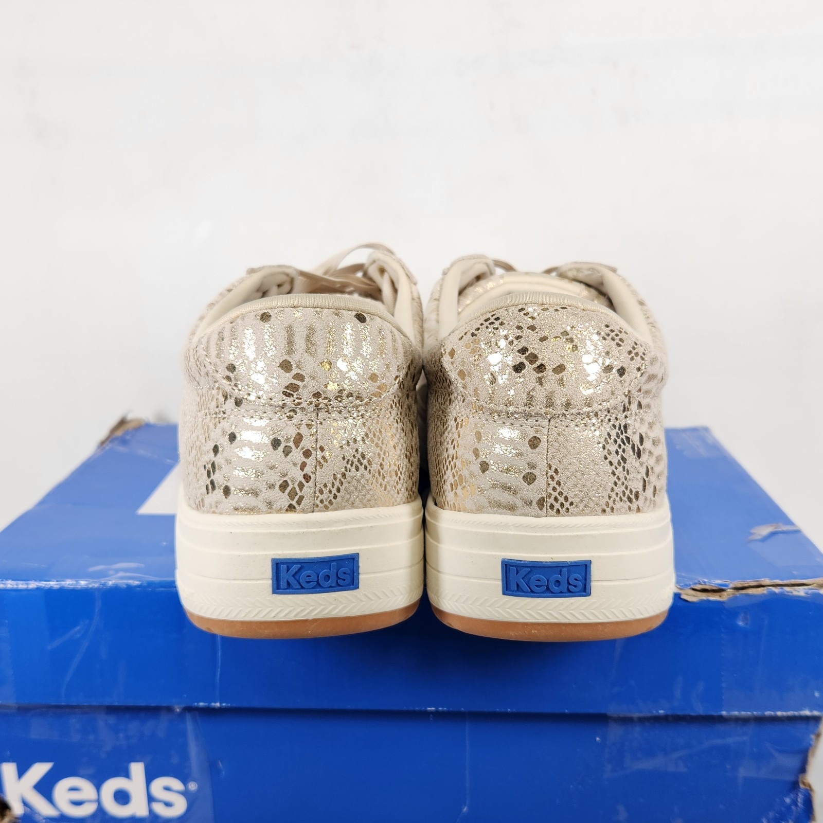 11 WOM – KEDS Park – Gold Metallic Snake Print SUEDE LEATHER