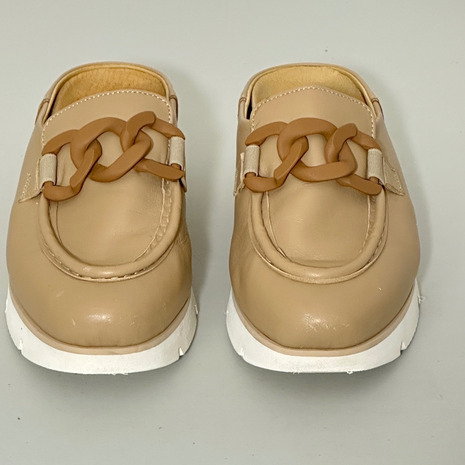 Softwaves Carrie 36.5 EU 6.5 US Tan Leather Chain Platform Mules Neutral Comfort