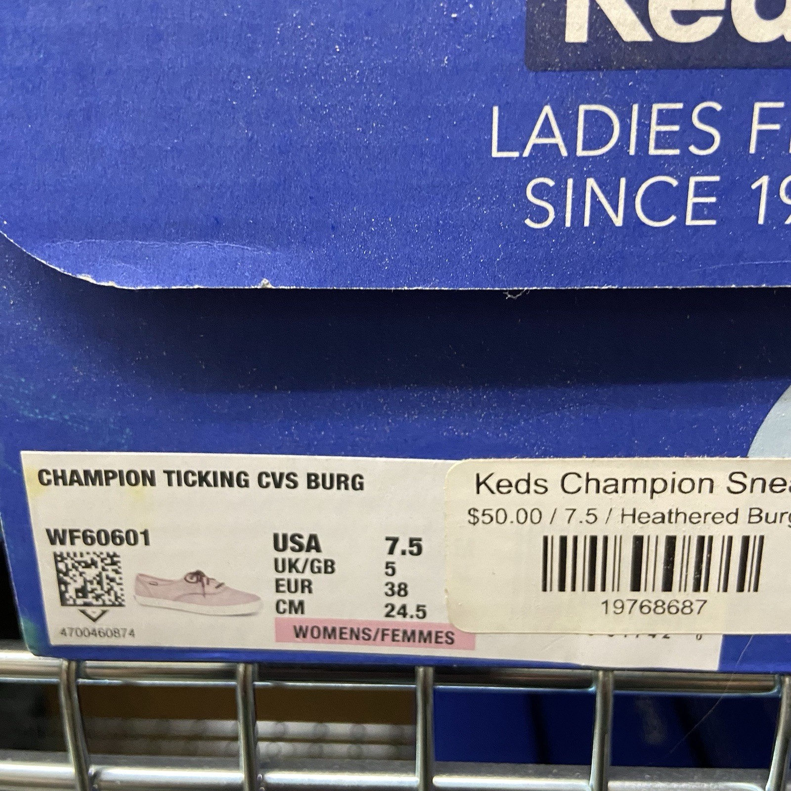 NEW Keds Women’s Champion Ticking CVS Heathered Burgundy Size 7.5