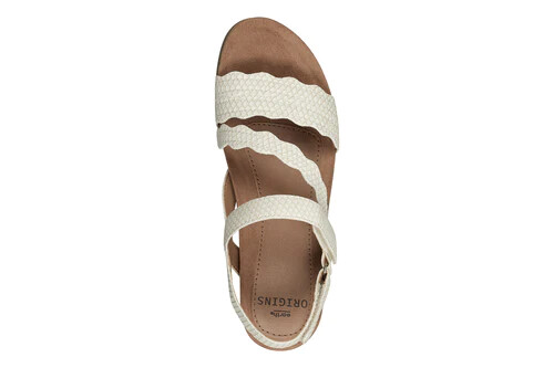 Womens Sandals Earth Origins Poppy Leather Recycled Slip Resistant Cream 8 WIDE