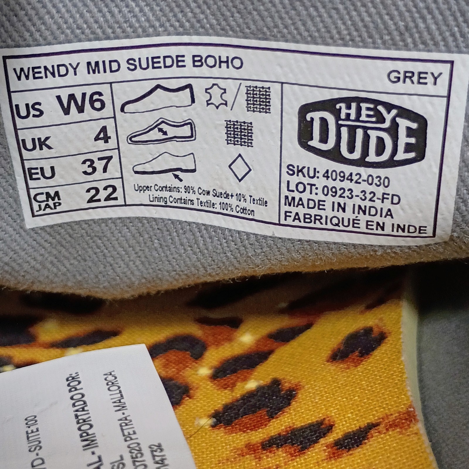 Hey Dude Wendy Mid Suede Boho Womens 6 Grey Suede Slip On Sneakers
