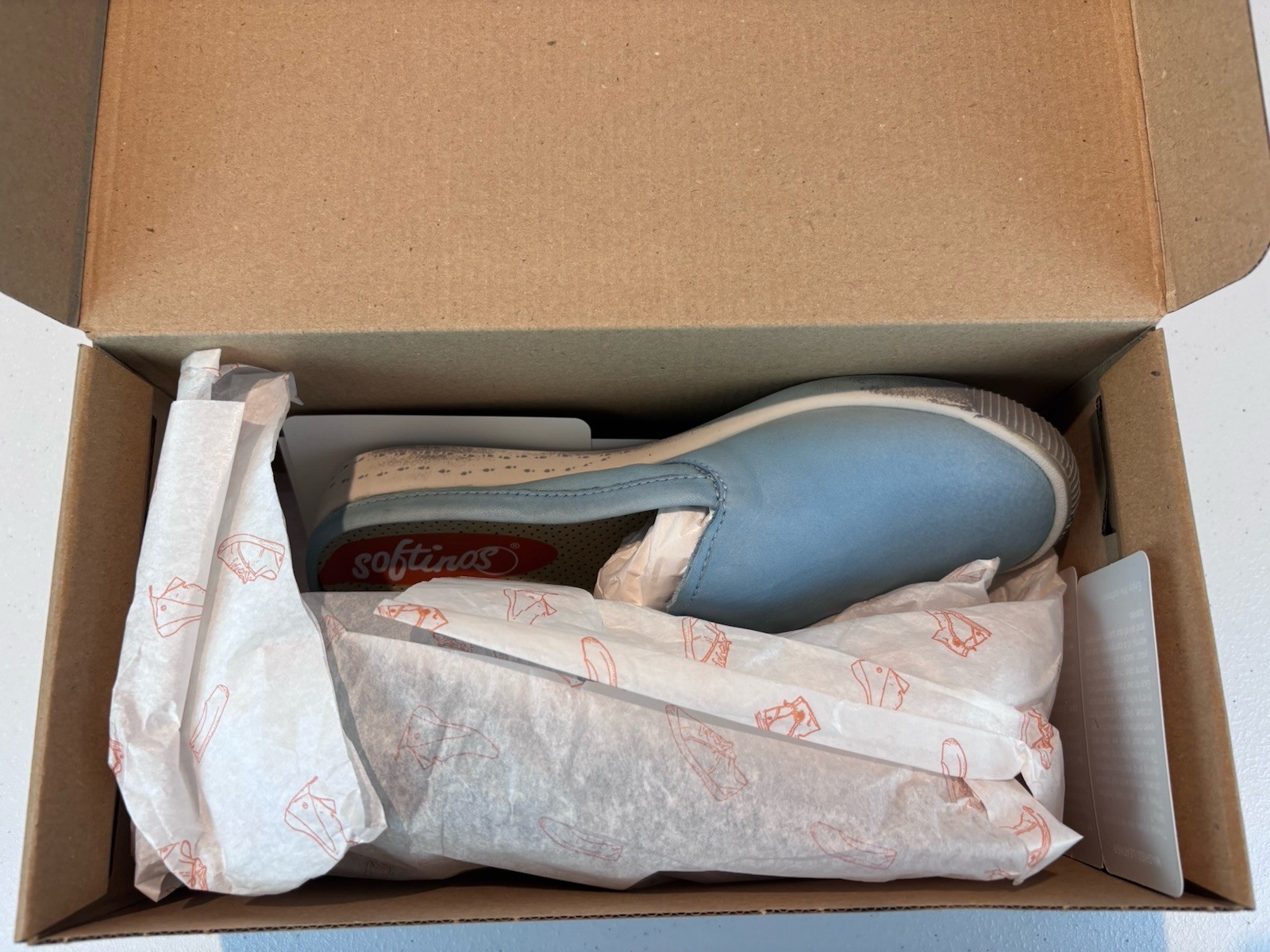 Softinos by FLY London IMO Washed Leather Mules Pastel Blue EU 36 NIB