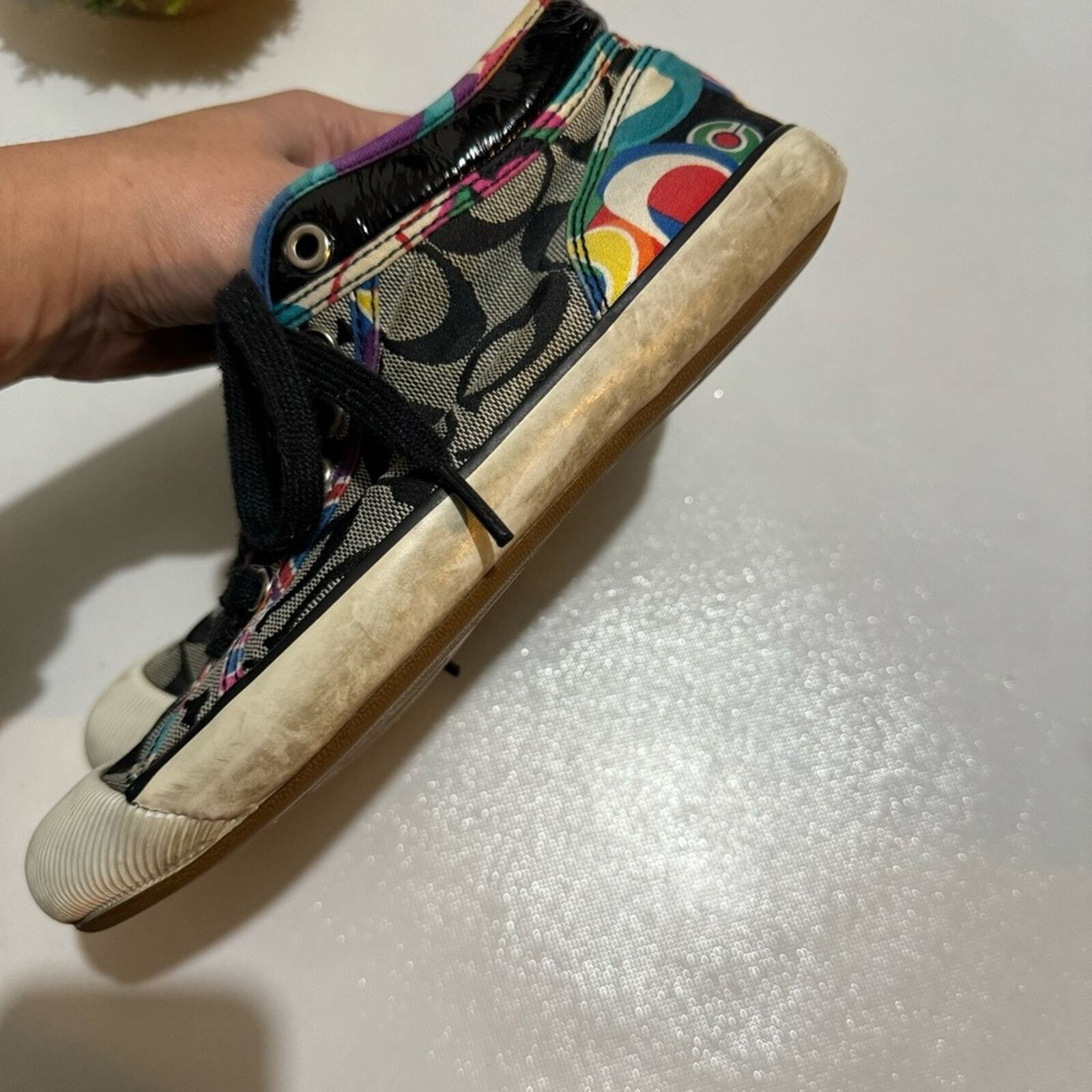 Coach Gray Black Signature Colorful Rainbow Lace Yp Sneakers Women’s Size 6.5