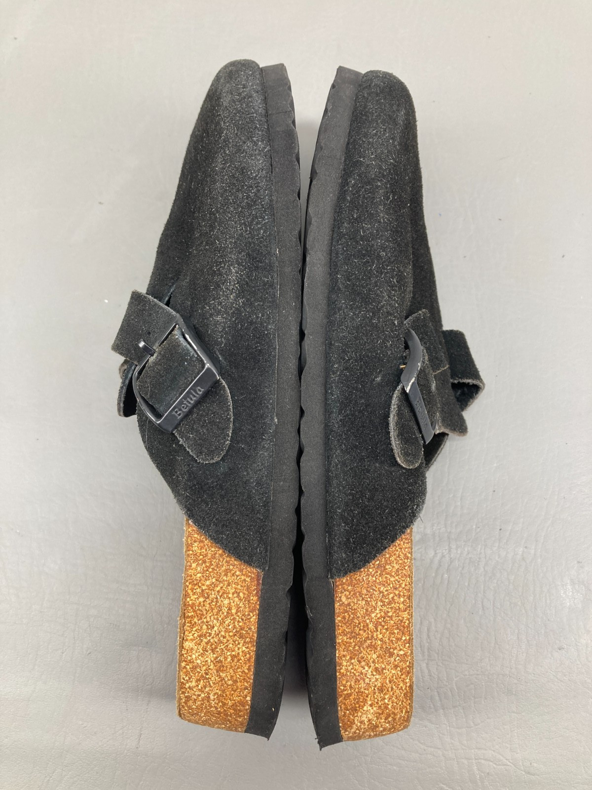 Birkenstock Womens Betula Boston Sandals Size 41 US 10 Narrow Black Suede Mules