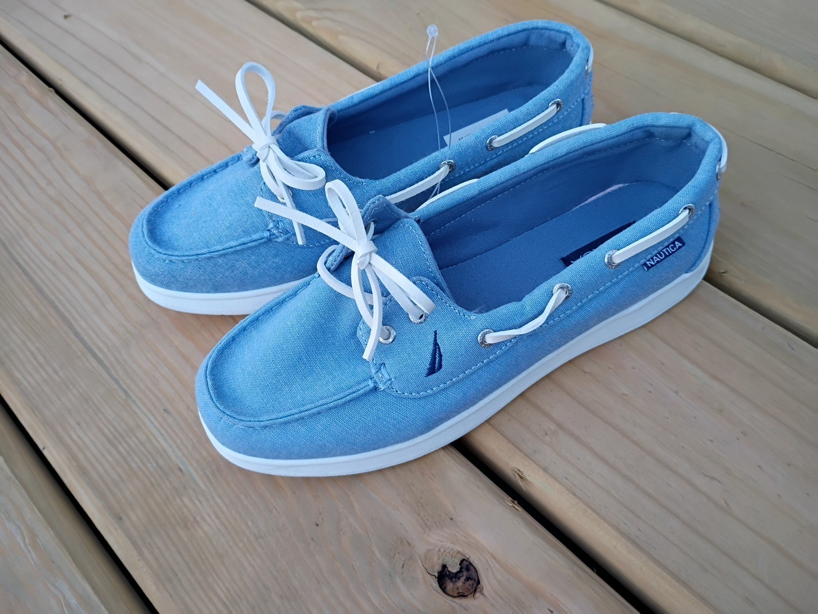 Nautica Women’s Casual Boat Shoes Slip On Cushioned Insole Denim Color Size 7