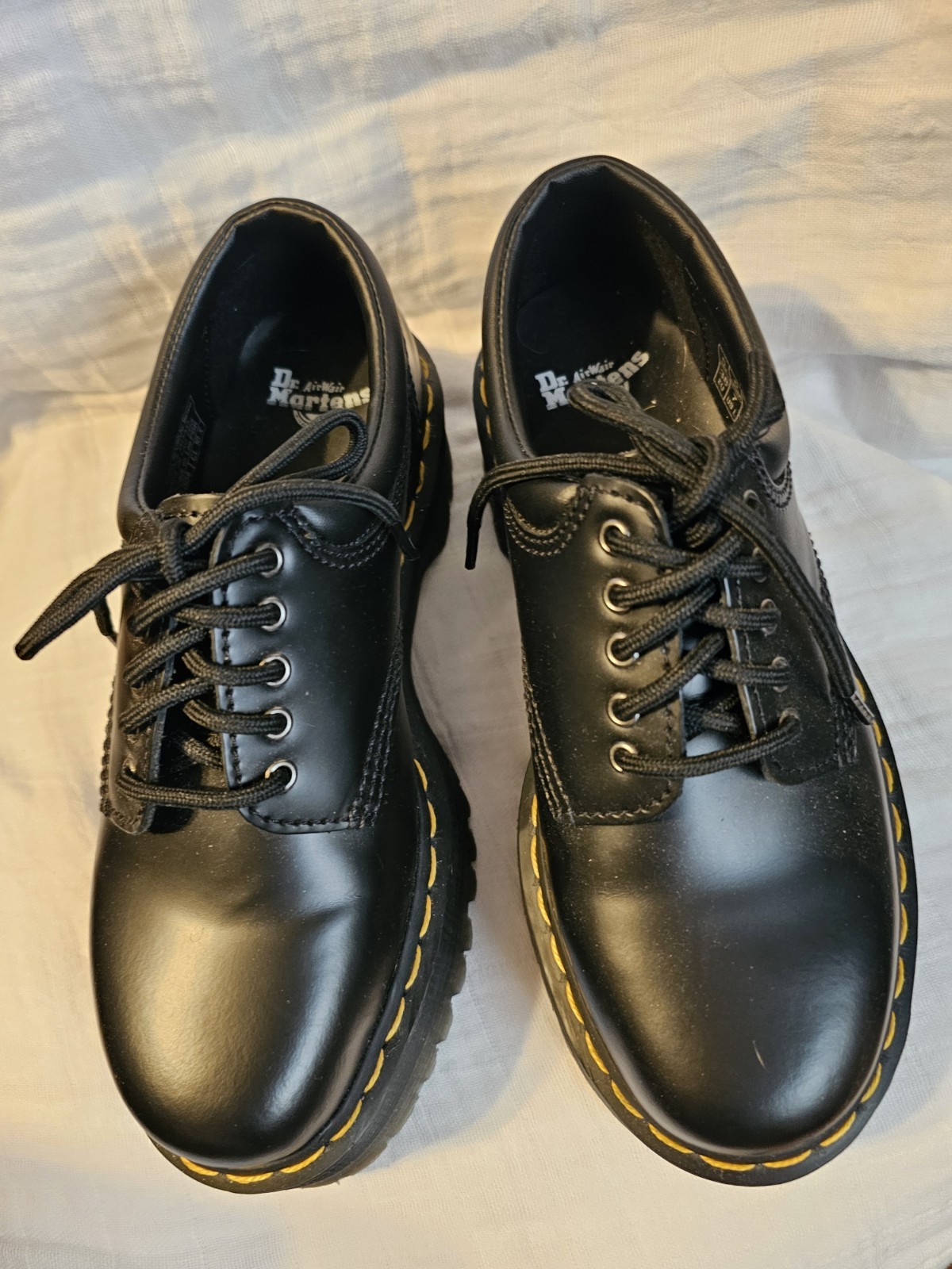 Dr. Martens AirWair #8053 Women’s Quad Black Leather Platform Shoes, Size 7