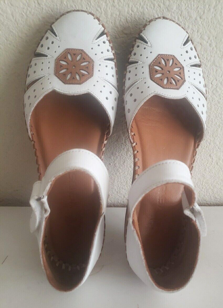 VENUS SAGE Wome’s Strap White Leather Shoes Size-9/39