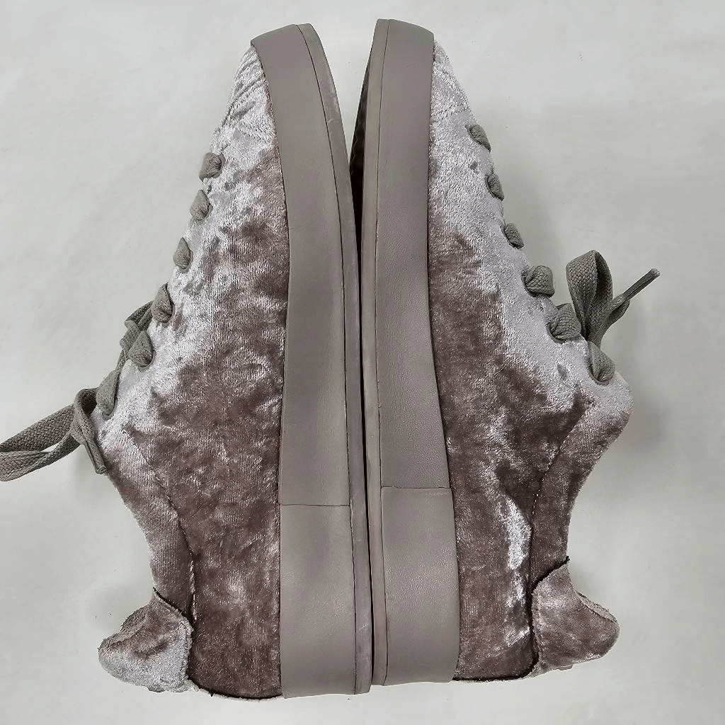 RAG & BONE SNEAKERS DOVE CRUSHED VELVET RB1 LOW TOP SILVER GRAY WOMENS SIZE 7.5