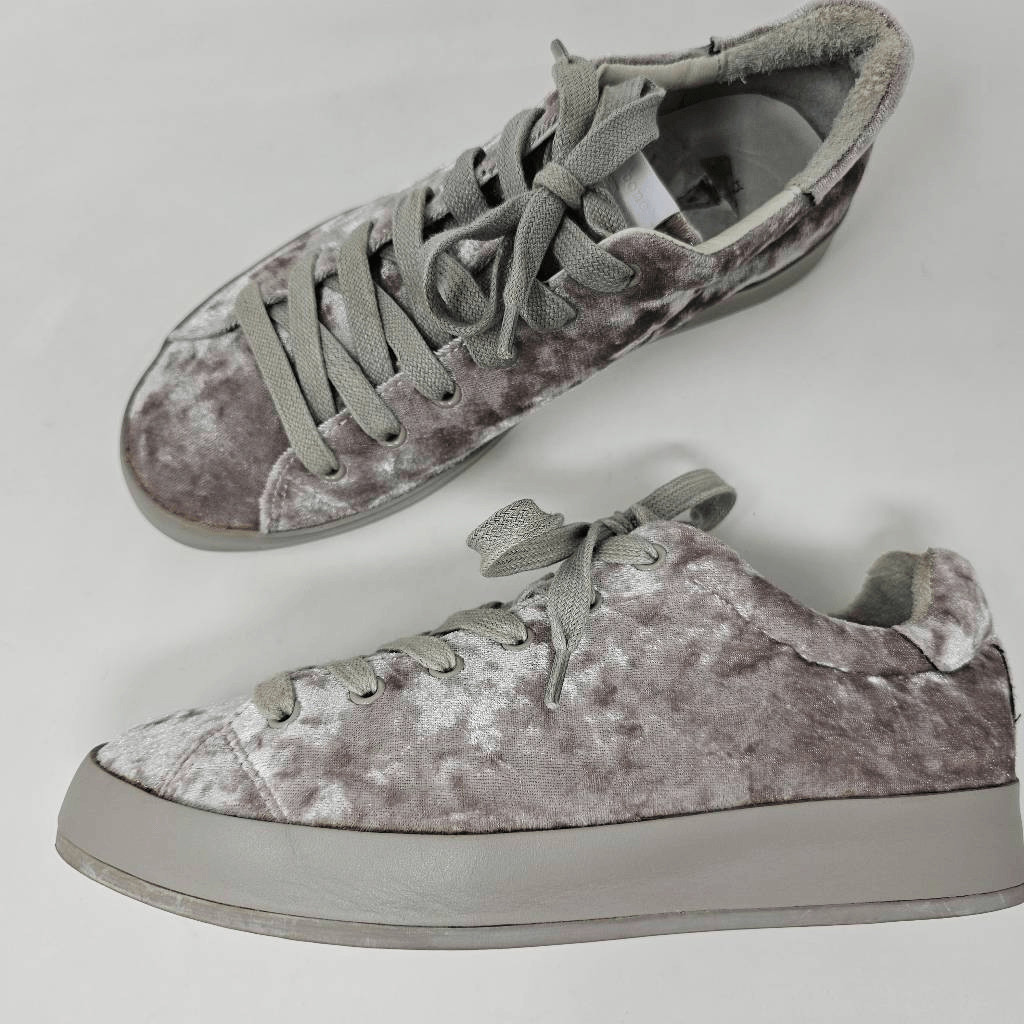 RAG & BONE SNEAKERS DOVE CRUSHED VELVET RB1 LOW TOP SILVER GRAY WOMENS SIZE 7.5