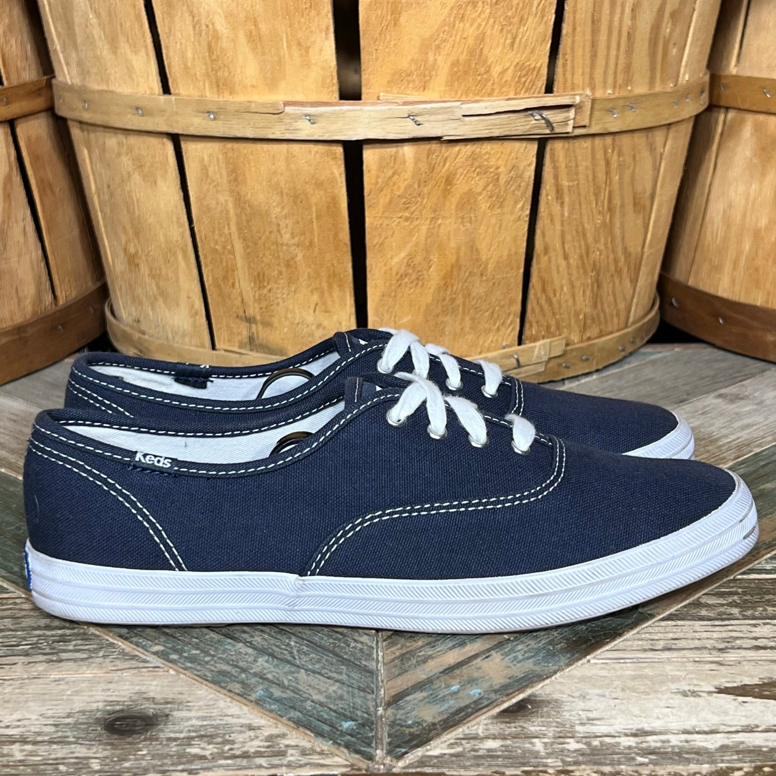 Keds Champion Originals Blue Canvas White Sneakers Shoes Womens Size 9