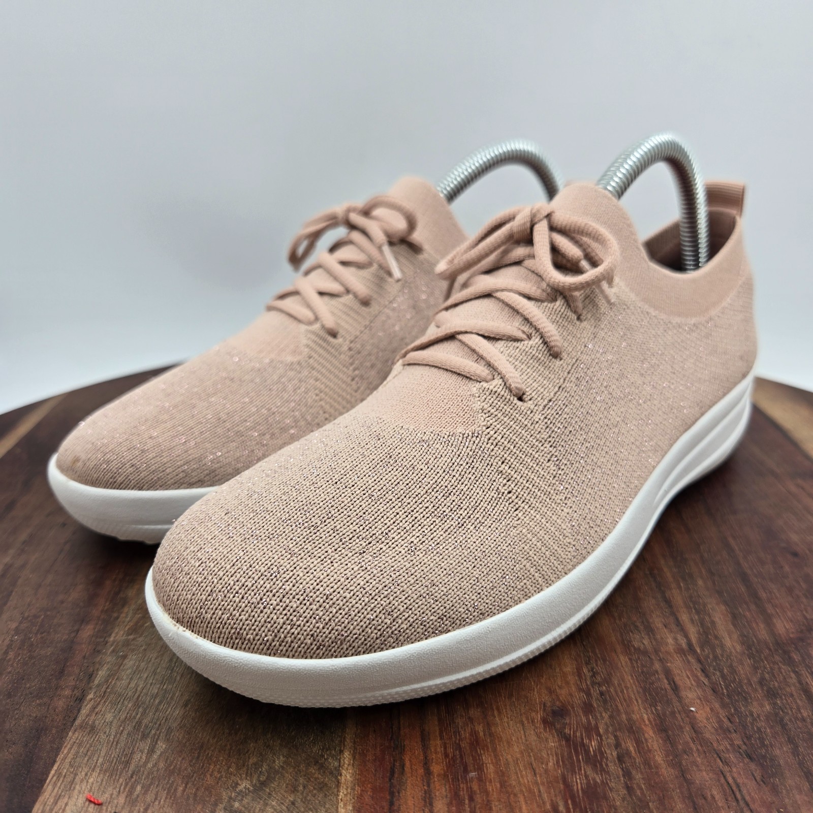 FitFlop F-Sporty Uberknit Shoes Women’s 8 Pink Knit Comfort Lace Up Sneakers