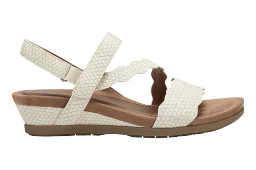 Womens Sandals Earth Origins Poppy Leather Recycled Slip Resistant Cream 8 WIDE