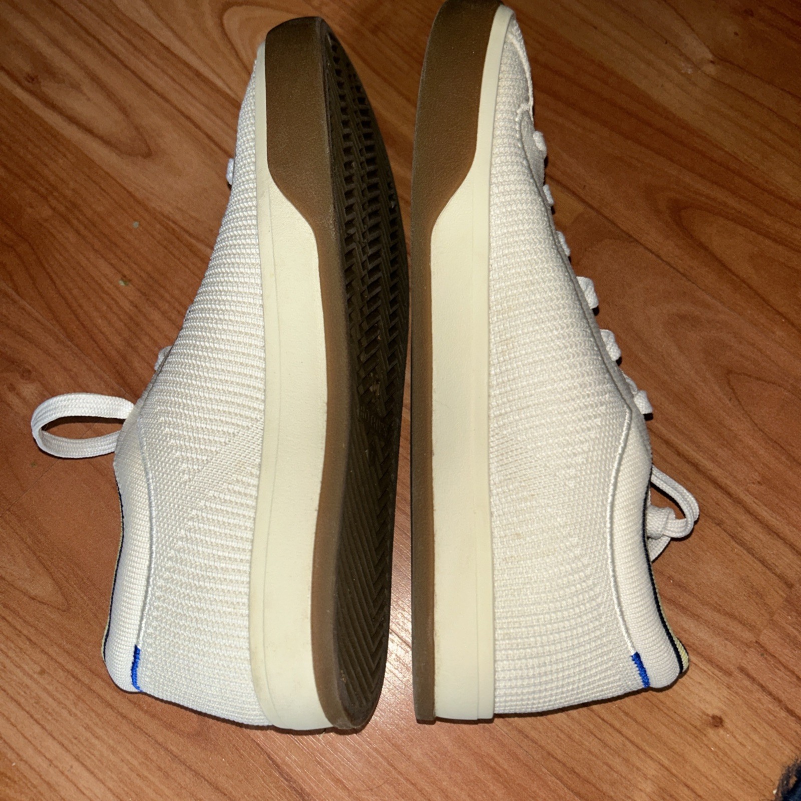 Rothy’s The Lace Up Sneaker Womens 7 Blonde Ivory Knit Comfort Low Top Shoes