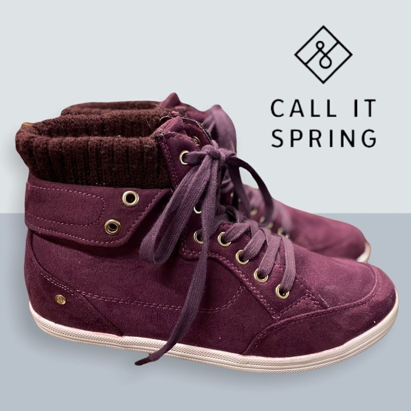 Call It Spring Deep Purple Suede Hi Top Sneakers 7