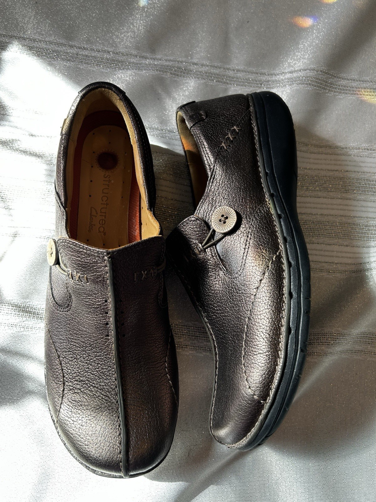 Clarks Unstructured Women’s Size 11 N Un.Loop Bronze leather slip-on Shoes