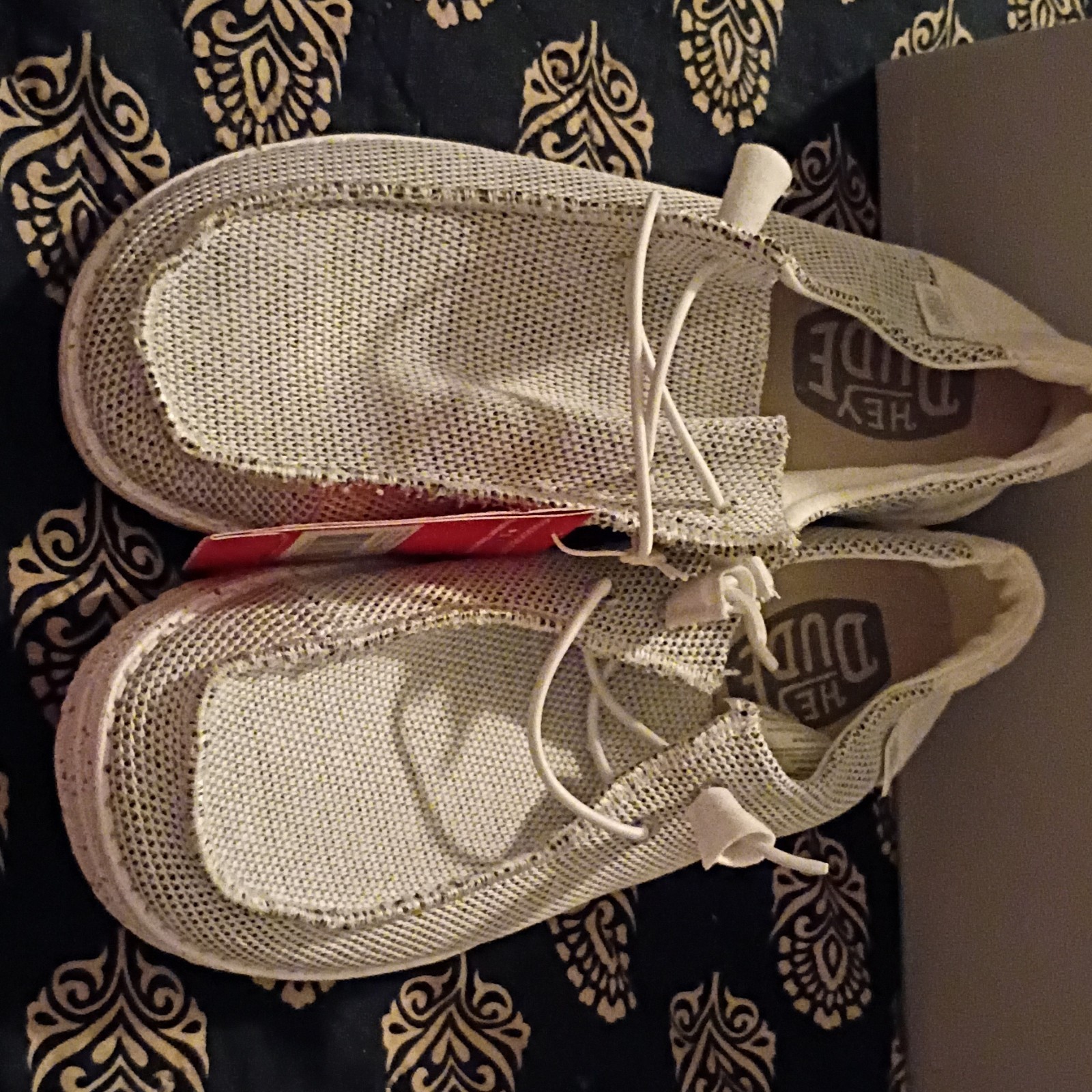 Hey Dude Wendy Sox Sox Collection Womens Stone White Slip-On Lightweight US 10