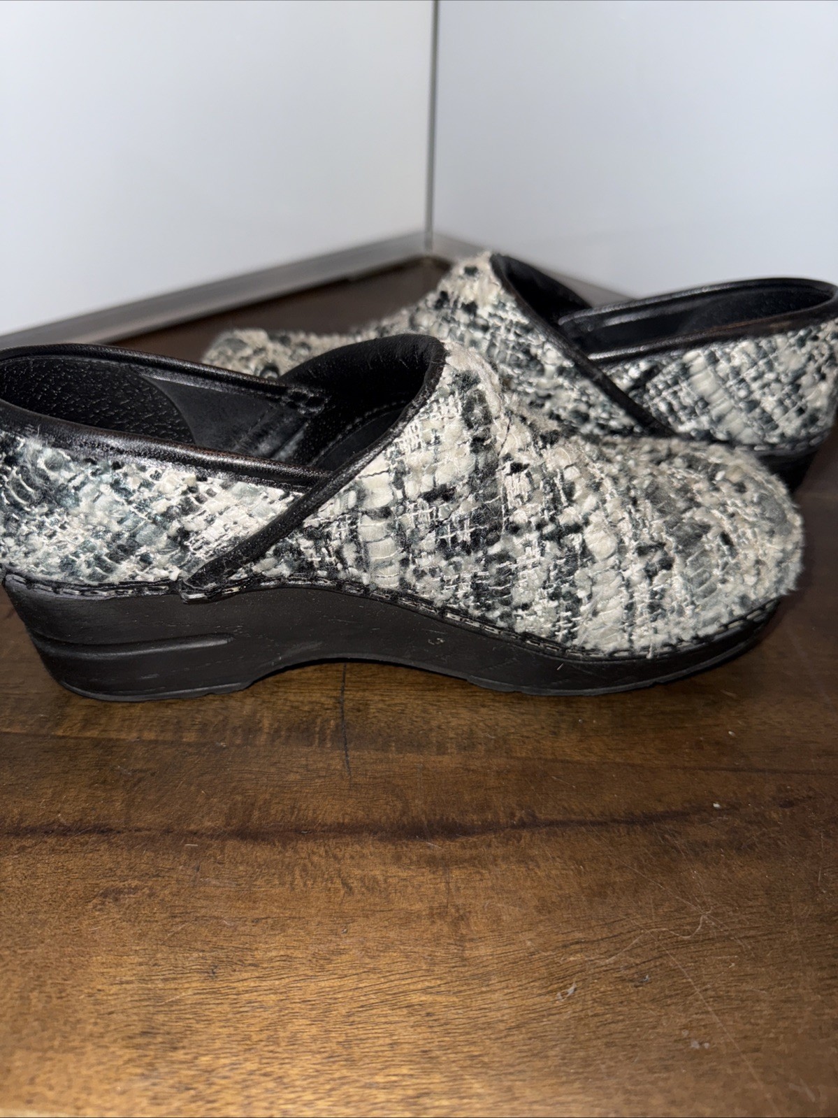 Sanita Danish Design Vegan Gray Cloth Clogs Shoes Women’s UK 36 US 4.5-5 See Pic