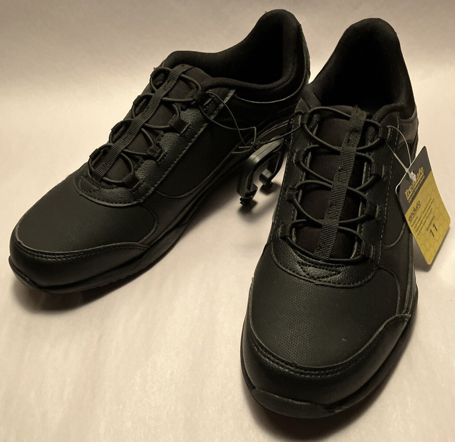 NWT TredSafe Claire Women 11 Slip Resist Black Bungee Slip on Cushion Work Shoes