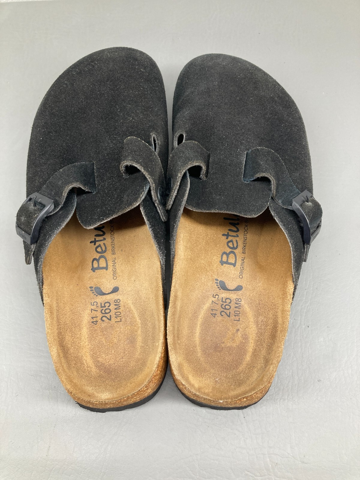 Birkenstock Womens Betula Boston Sandals Size 41 US 10 Narrow Black Suede Mules