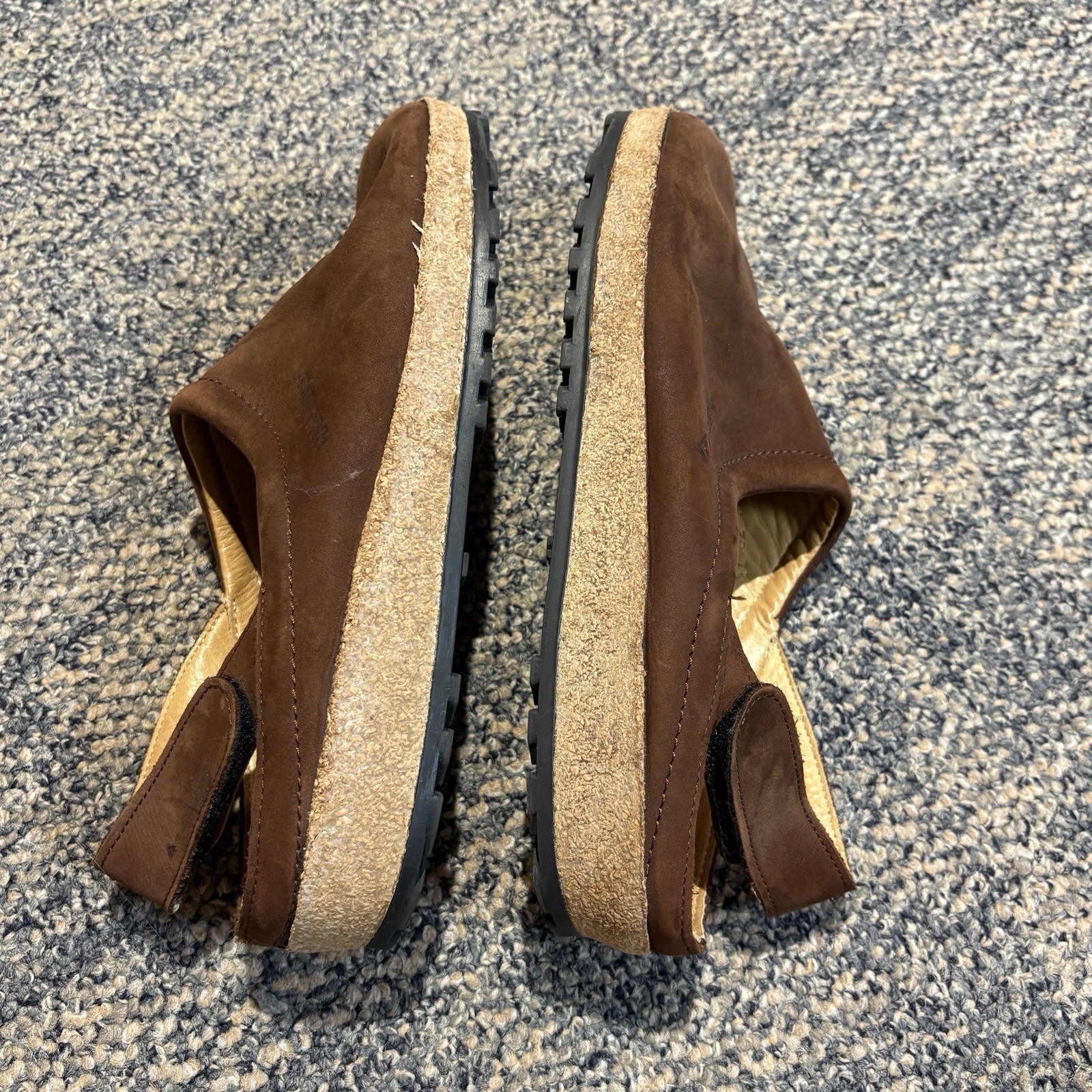 Haflinger Brown Leather Clogs Womens Sz 39 / 8 Cork Sole BackStrap Shoes Comfort