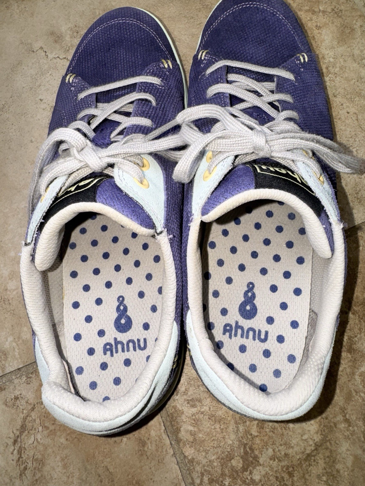 Ahnu Noe Womens SIZE 9 Blue Textured Suede Leather Casual Sneakers Shoes