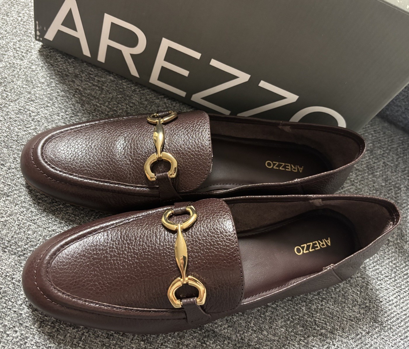 AREZZO EMMA SLIP-ON LOAFERS Women’s SIZE : 8B , Color: Grape Brown