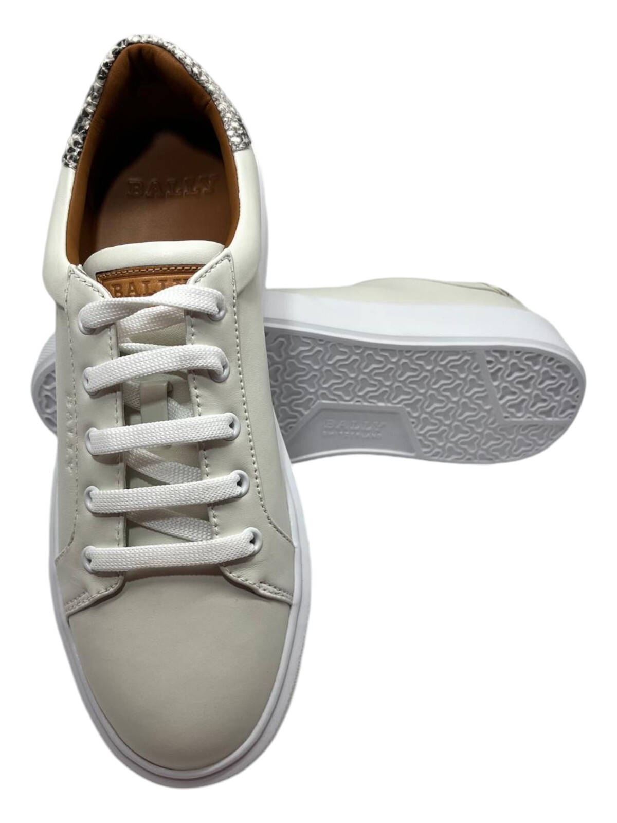 Bally Clorys 6234065 Women’s White/Roccia Leather Sneakers MSRP $560