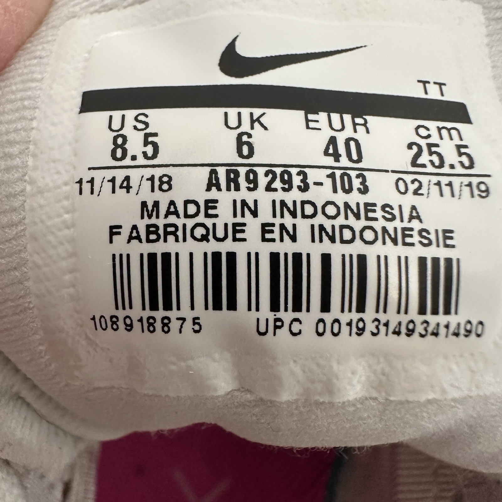 Nike Women’s Air Max 720 White Pink Mesh Running Shoe Size 8.5