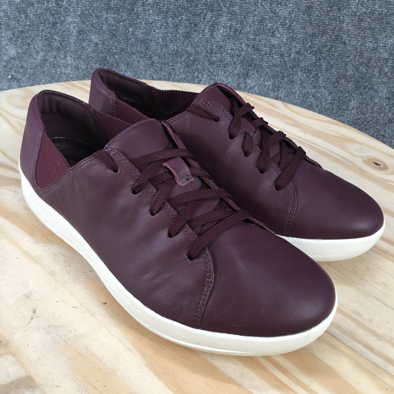 FitFlop Shoes Womens 8 F-Sporty Casual Lace Up Sneakers H55-398 Burgundy Leather