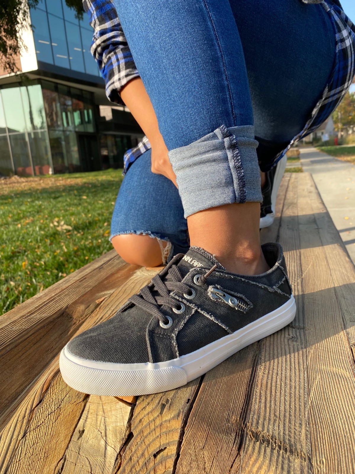 JENN ARDOR Slip On Canvas Shoes Women Low Top Fashion Sneakers Walking Flats