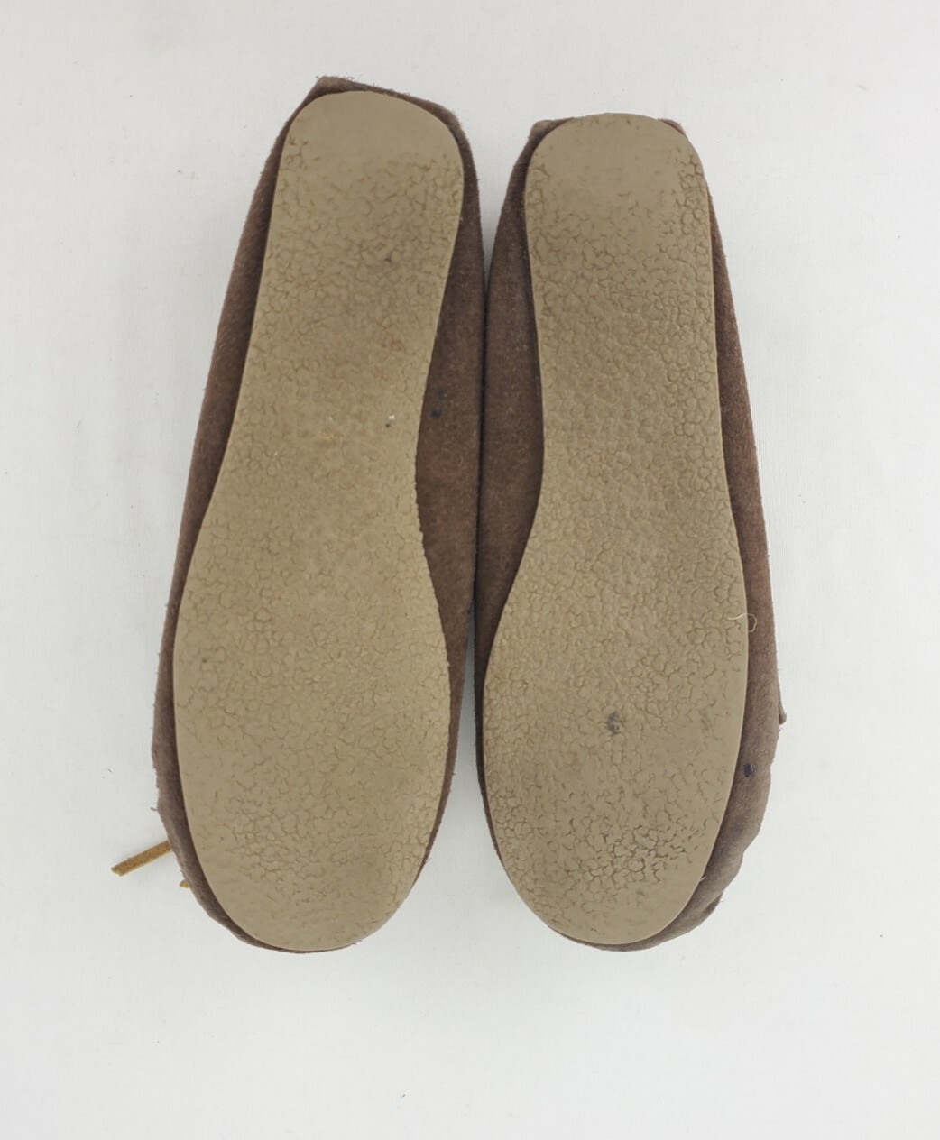 Minnetonka Moccasin Loafers Ws 6 Brown Suede Pile Lined Rawhide Boat Lacing 4012