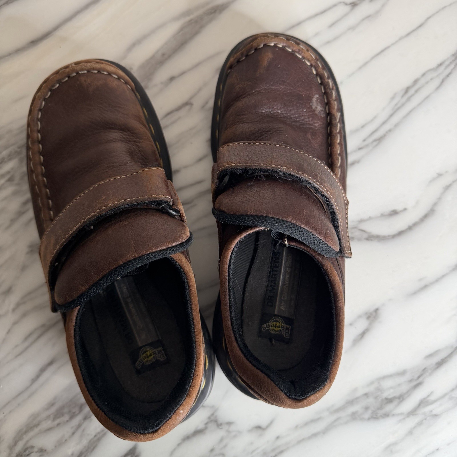 Dr. Martens 9288 UK4 Brown Leather Monk Strap Comfort Loafers Chunky VTG 90s Y2K