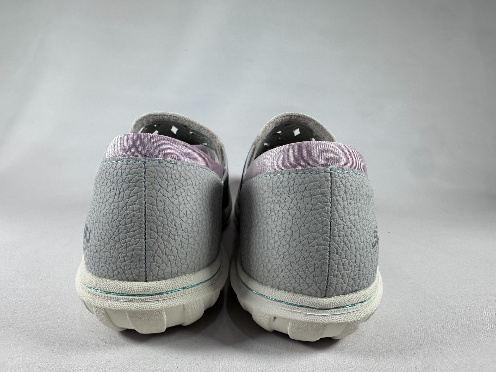 JBU By Jambu Wildflower Moc Oxford Flat Shoes Womens 7M Dove Gray Floral Slip On
