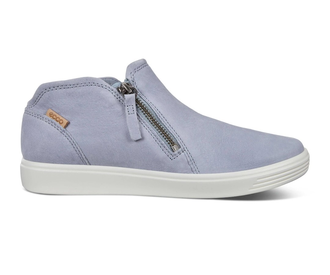 ECCO Women’s Soft 7 Low Cut side Zip Nubuck Bootie Sneakers Dusty Blue US 6-6.5