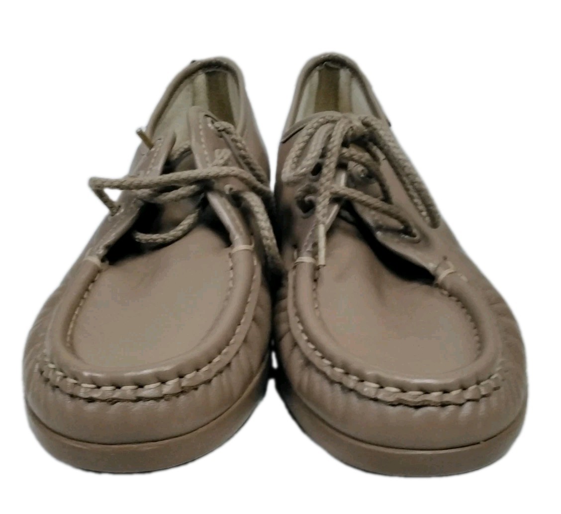SAS Siesta Genuine Handsewn Soft Heels Lace-Up Loafers Women’s Size 7.5 Beige