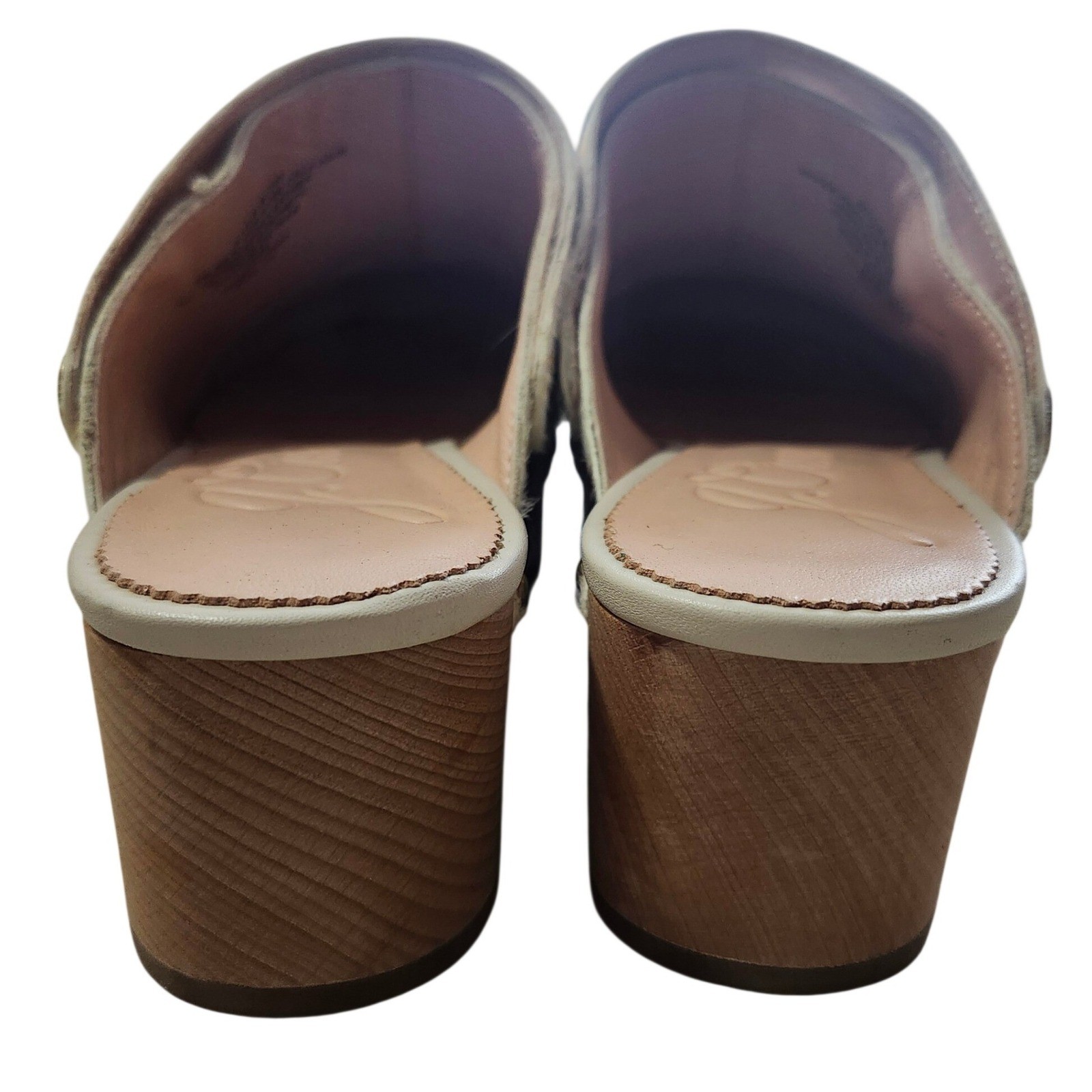 J. Crew Western Calf Hair Convertible Strap Leather Clogs Cow Print Studded