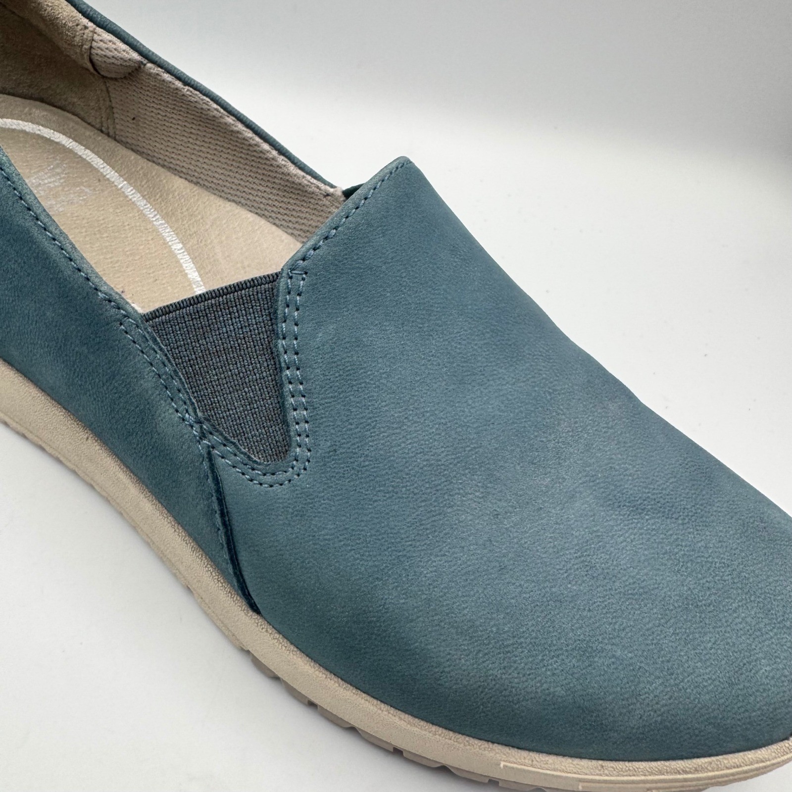 Dansko Slip On Loafer Teal Blue Nubuck Leather Comfort Shoe Size 38 EU 7.5-8