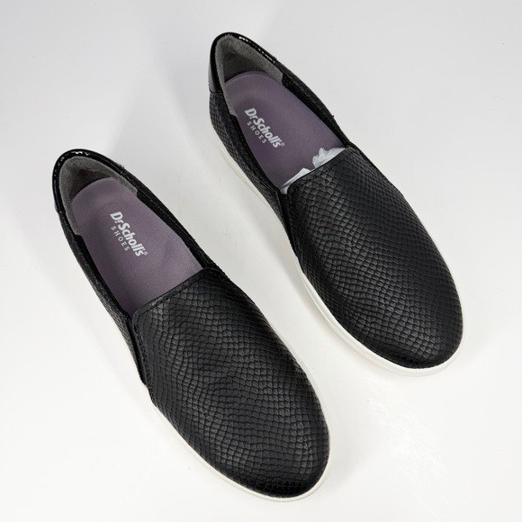 Dr. Scholls Nova Slip On Sneakers Black Snake Print Faux Leather Size 7M