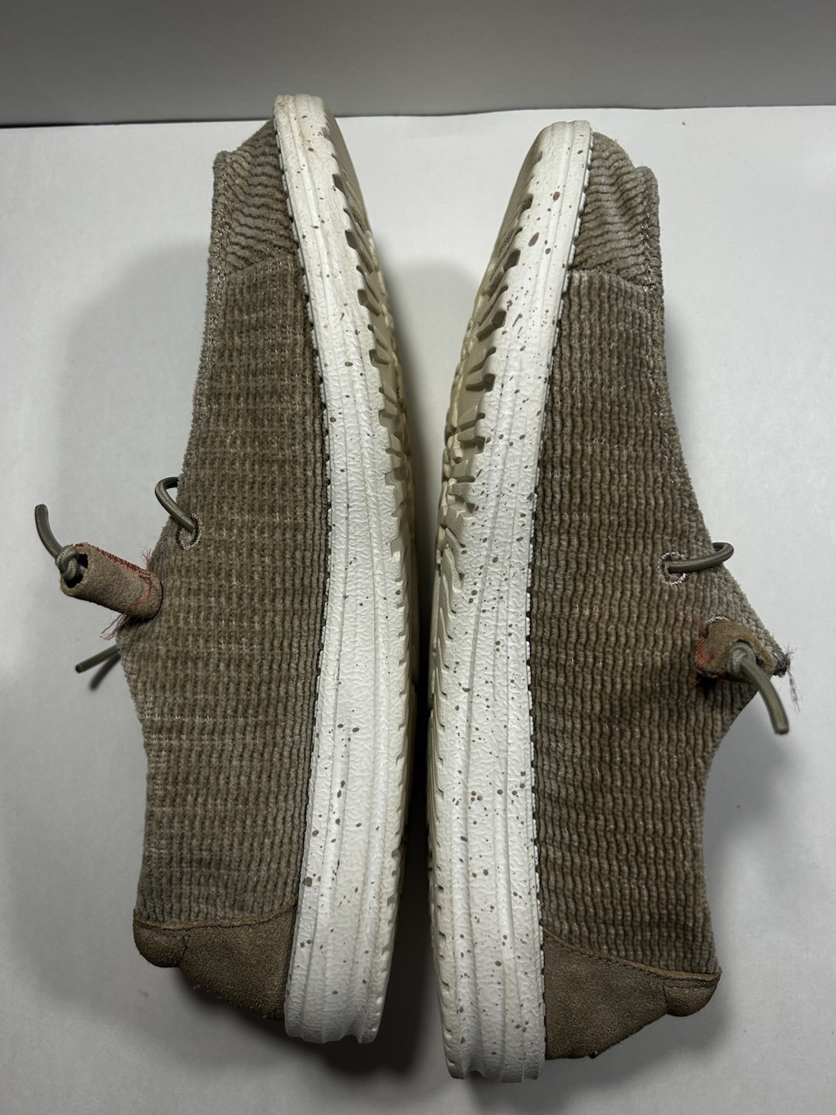 Hey Dude Wendy Wave Corduroy Olive Grey Shoes Womens Size 8 Slip On Loafers