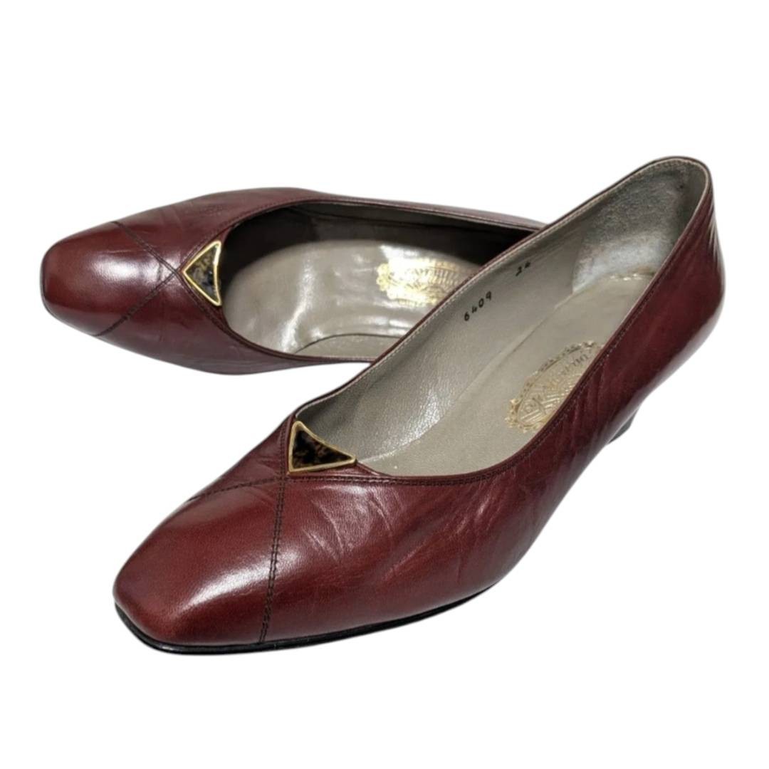 Ginza Yoshinoya 6409 Leather Pumps Bordeaux 24cm US 7.5–8 Low Heel 4.5cm Japan