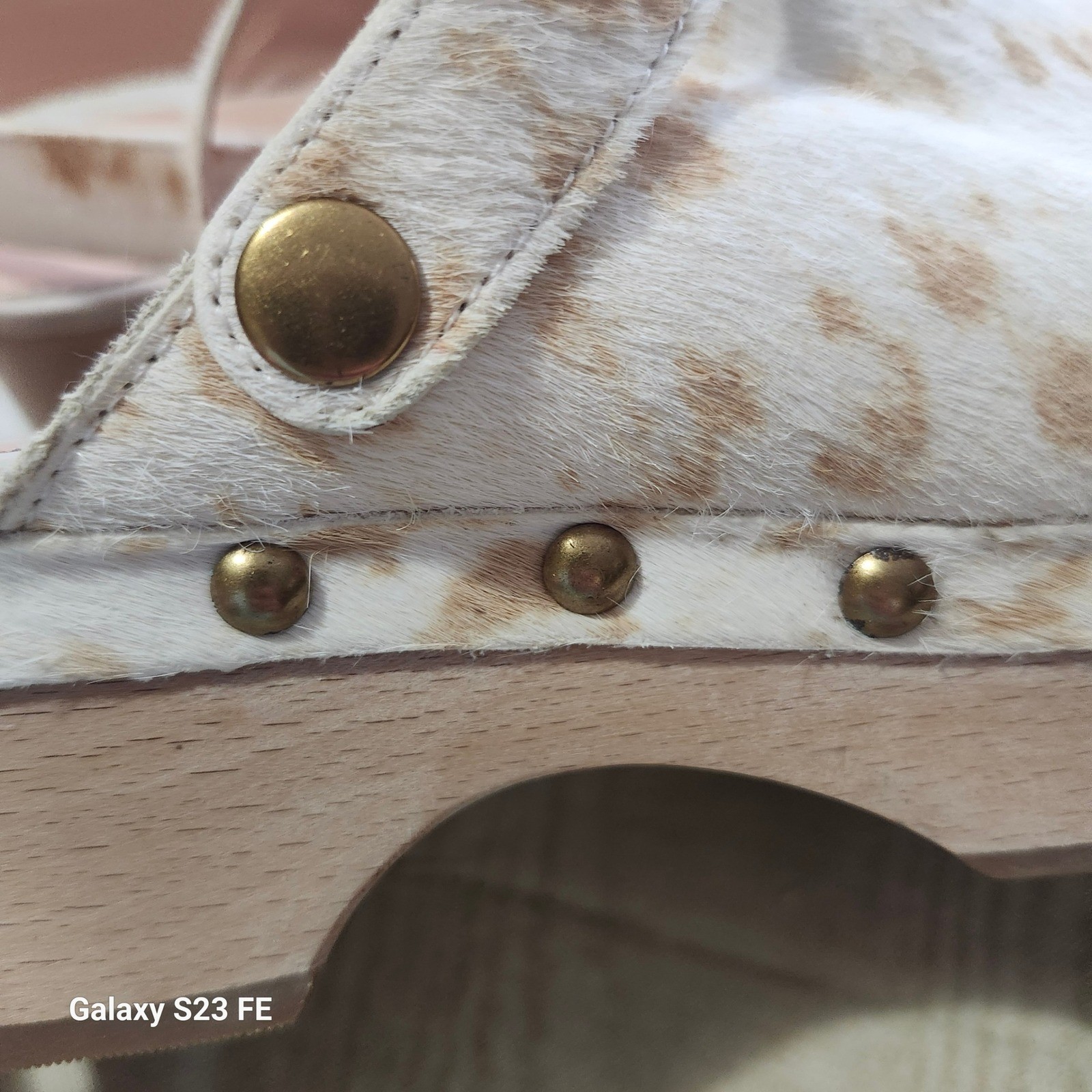J. Crew Western Calf Hair Convertible Strap Leather Clogs Cow Print Studded