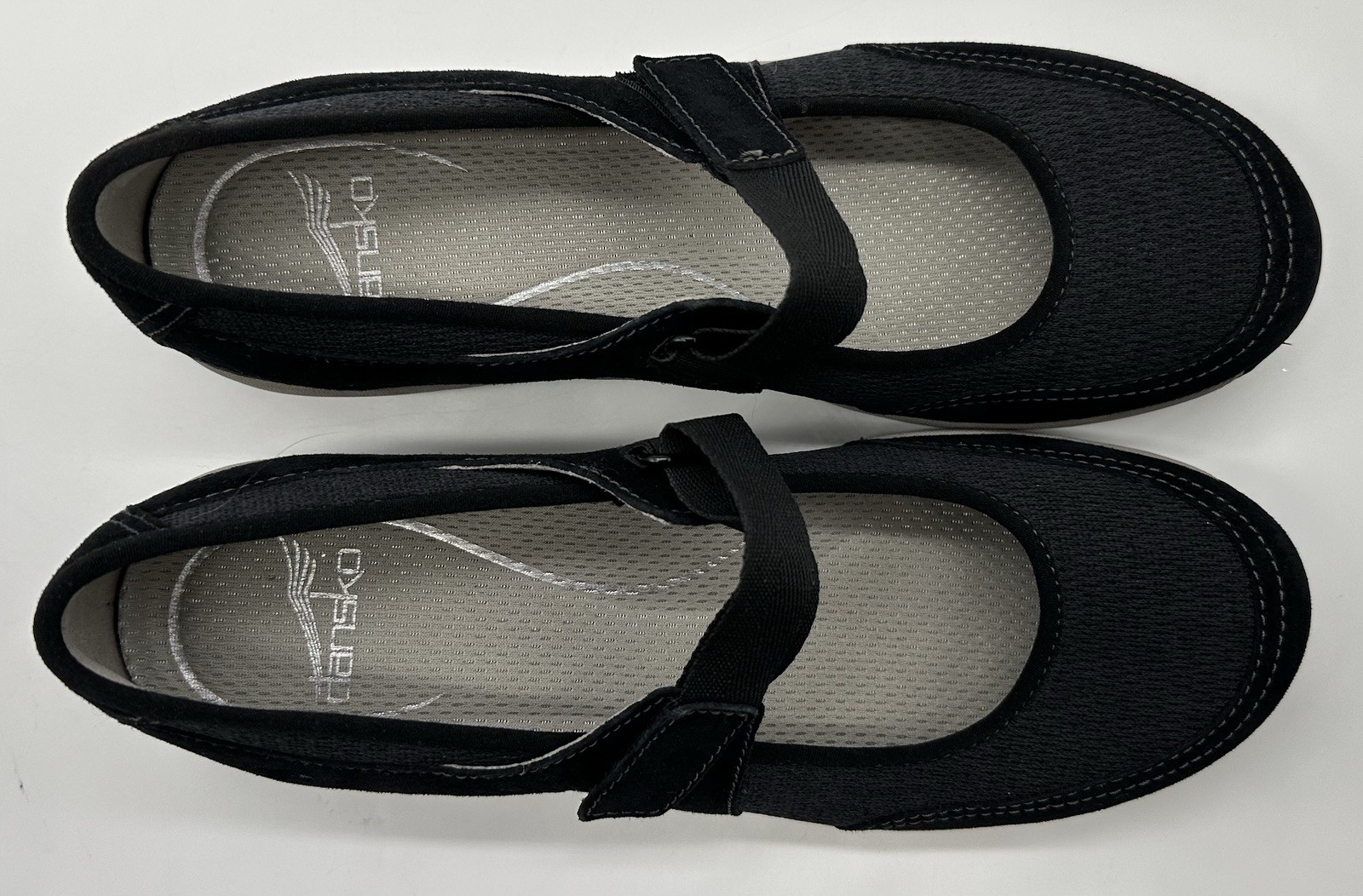 Dansko Hennie Mary Jane Size 40 Black Suede Textile Upper Hook Loop Size 9.5-10