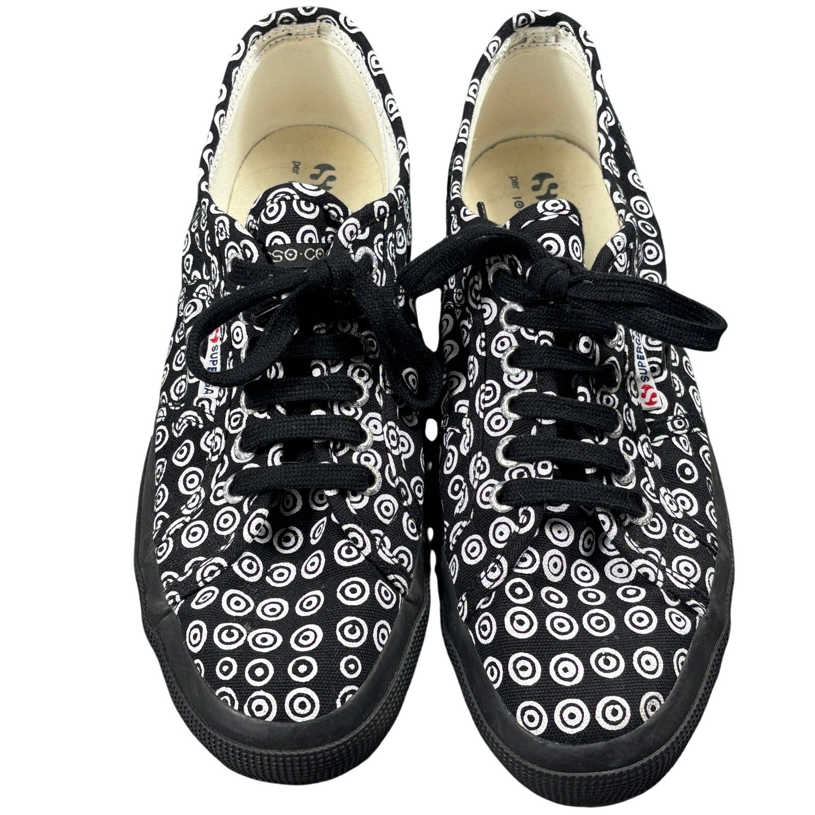 10 CORSO COMO x Superga Low Top Sneakers 10.5 Canvas Graphic Print Black White
