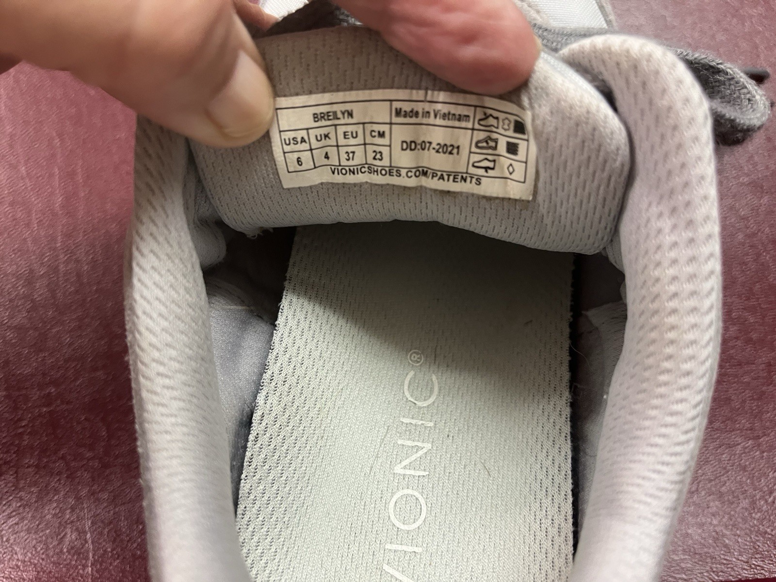 Vionic Breilyn Gray Vapor Nylon/Suede Lace-up Sneakers, Arch Support, Size 6